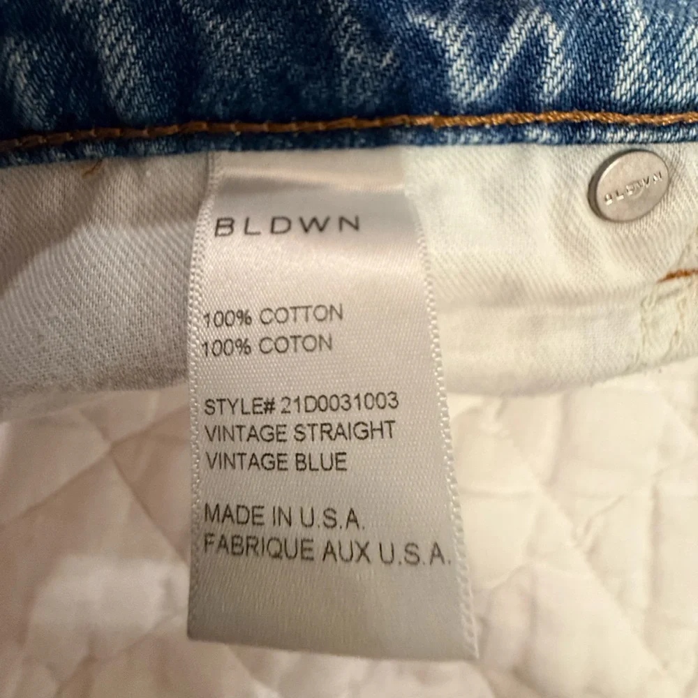 BLDWN Vintage Straight Denim 100% Cotton Women's Button Zip Pockets Vintage Blue - Picture 10 of 17